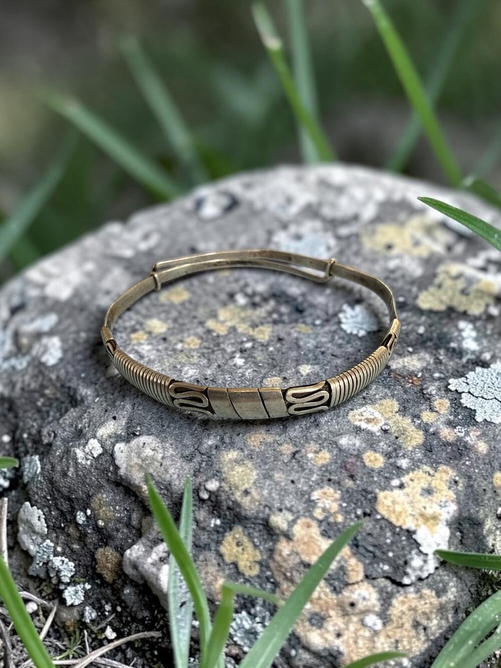 Vintage Sterling Silver Sculptural Adjustable Hinged Bangle Bracelet Ribbed Pane